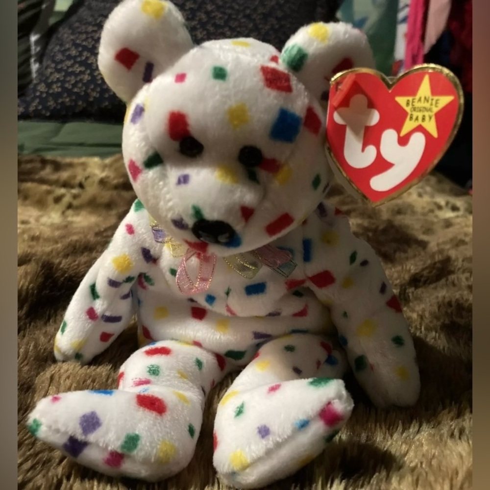 Confetti Beanie Baby Teddy Bear VINTAGE Babies TY Tag Errors Collectible
